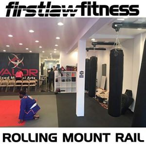 Firstlaw Fitness I-Beam Rolling Mount for Punching Bag & 8 Feet Rail Combo - Black Rolling Mount - Made in The USA