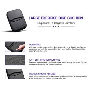 ANZOME Large Gel Exercise Bike Seat Cushion Cover for Recumbent Bike, Rowing Machine Wide Foam Padded Bike Seat Cover for Women and Men Comfort