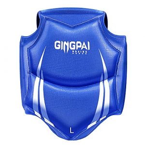 GINGPAI BOXING Body Protector Chest Guard Kickboxing Martial Arts Muay Thai MMA Armour (Blue, L)