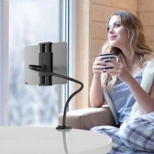 Klsniur Gooseneck Tablet Holder, Universal Tablet Stand 360 Flexible Lazy Bracket Clamp Long Arms Mount Compatible with iPad Air Pro Mini, Samsung Tab, Nintendo Switch and Other 4.7