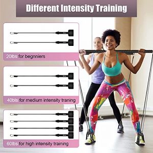 Pilates Bar Kit with Resistance Bands, WeluvFit Adjustable Bands Exercise Fitness Equipment for Women & Men, Home Gym Workout 3-Section Stick Squat Yoga Pilates Flexbands Kit for Full Body Shaping