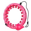 KICHHOMO Weighted Hoola Hoop for Adults and Kids Exercising, 2 in 1 Abdomen Fitness Weight Loss Massage Non-Fall Hoola Hoops, 24 Detachable Knots Adjustable Weight Auto-Spinning Ball (Pink)