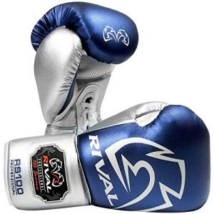 RIVAL Boxing RS100 Pro Sparring Boxing Gloves - 16 oz. - Blue/Silver