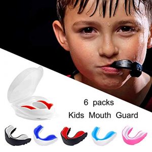 Mengdger Youth Mouth Guard Football MouthGuard Sports Kids Boys Mouthpiece Teeth Braces EVA Double Colored for MMA Boxing Rugby Kickboxing Taekwondo Softball Lacrosse(6 Pack)