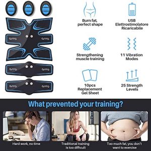 OSITO Abs Stimulator Abdominal Intelligent Muscle Toner Training Device with 10 Extra Gel Pads Portable Fitness Workout Equipment for Men Women Home Office Equipment