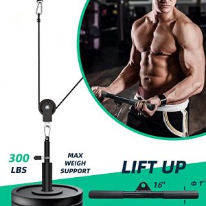 Weight Cable Pulley System Gym,Home Fitness LAT and Lift Tricep Pulley System with Dual Cable Pulley Machine Loading Pin for Tricep,Biceps Curl,Back,Arm,Shoulder Pull Down Cable Machine Attachment