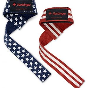 Harbinger Padded Cotton Lifting Straps with NeoTek Cushioned Wrist (Pair), Flag