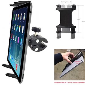 Heavy Duty Clamp Mount w/Universal iPad Pro Tablet Holder for Stationary Bicycle Treadmill Elliptical Indoor Exercise Spin Bike Microphone Stand & Boat Helm (Fits all tablets with or with out case Cases)