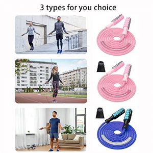 CNBINGO Jump Rope for Women Weighted Jumprope Adjustable Skipping Athletic Fitness Exercise Jumping Rope for Women，Adult and Children (Pink(with storage bag))