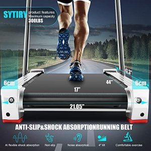 SYTIRY Treadmill,3.25 HP Electric Treadmill for Home with Incline/10 HD tv Touchscreen,Multifunctional Folding Treadmill