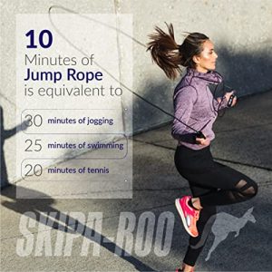 SKIPA-ROO JUMP ROPE - Workout Adjustable Fitness for Men and women equipment home in your gym cardio, boxing or x-training. Black