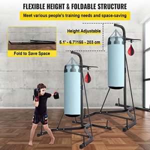 VEVOR Boxing Stand for Heavy Bag and Speed Bag , Punching Bag Stand Holds , Foldable Single Station Heavy Bag Stand , Boxing Bag with Boxing Rack , Up to 132 lbs , for Home and Gym Fitness.