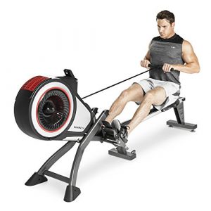 Marcy Foldable Turbine Rowing Machine Rower with 8 Resistance Setting and Transport Wheels NS-6050RE, Gray