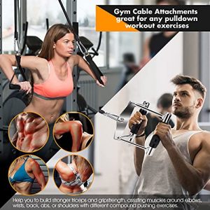 Kphico Double D Handle Cable Attachment, V Bar Cable Attachment with 2 Gym Handles&4 Snap Hooks, Close Grip Row Gym Handles, Weight Machine Accessories Cable Bar for Gym