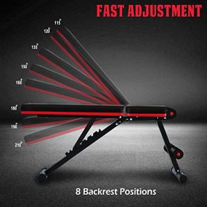 LINODI Weight Bench, Adjustable Strength Training Benches for Full Body Workout, Multi-Purpose Foldable Incline Decline Home Gym Bench