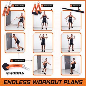 Kobra Tech Resistance Bands Set for Men & Women - The Ultimate Premium Full Body Workout Exercise Kit, Home Gym Equipment for Stretch, Strength Training, Physical Therapy, Fitness, Sports, & Outdoors