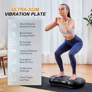 Fitness Vibration Platform - Whole Body Vibration Machine Crazy Fit Vibration Plate with Remote Control and Resistance Bands(Black)