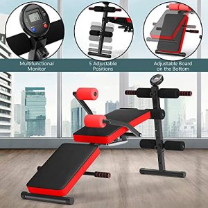 Sporfit Sit Up Bench, Adjustable Ab Bench for Full Body Exercise, Foldable Strength Training Bench with LCD Monitor for Home Gym & body workout(Red)