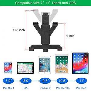 iTODOS Tablet Holder for Spin Bike, Stroller,Treadmill,Golf Cart, Wheelchair,Stationary Bike,Microphone Stand, Adjustable 7~11