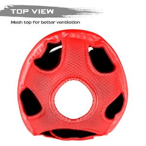 Luniquz Boxing Headgear for Kids Junior Adults Kickboxing Training MMA Sparring Karate, M Red