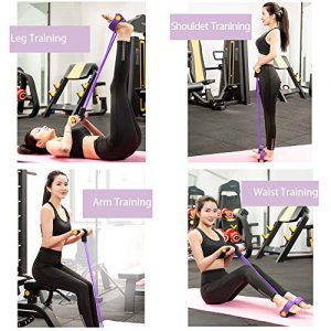 FateFan Multifunction Tension Rope, 6-Tube Elastic Yoga Pedal Puller Resistance Band, Natural Latex Tension Rope Fitness Equipment, for Abdomen/Waist/Arm/Leg Stretching Slimming Training (Purple)
