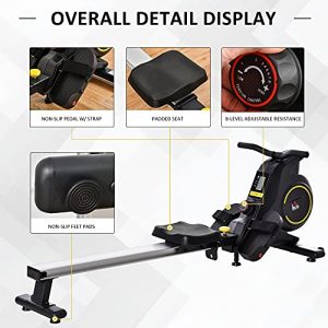 Soozier Magnetic Rowing Machine Adjustable Resistance Rower with LCD Digital Monitor Fully Body Health & Fitness for Home Use