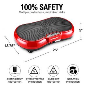 Vibration Plate Machine, Whole Body Fitness Vibration Platform with Remote Control and Resistance Bands for Weight Loss Toning (Red)