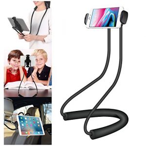 Cellet Lazy Neck Tablet & Smart Phone Holder 360 Rotating Mount Compatible with iPhone 12 Pro Max Mini 11 XS XR X, iPad Mini, Samsung Note 20 10 9 Galaxy S21 S20 S10, Watch Youtube, Netflix (PHNEC)