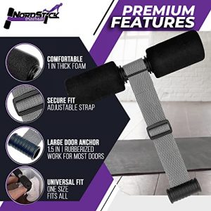 Nordstick Nordic Hamstring Curl Strap - Premium Home Workout Gear - 10 Second Setup Nordic Curl - Rated for 300+ pounds - Used for Hamstring Curls, Spanish Squats, Ab Workout, Nordic Curl