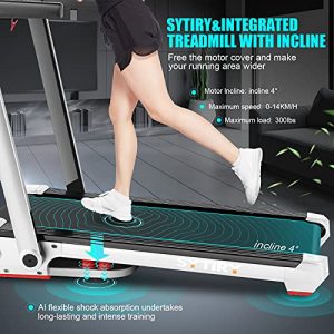 SYTIRY Treadmill,3.25 HP Electric Treadmill for Home with Incline/10 HD tv Touchscreen,Multifunctional Folding Treadmill