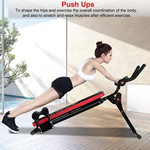 Bigzzia Ab Exercise Bench, Abdominal Workout Machine Foldable Sit Up Bench, Full Body Exercise Equipment with LCD Monitor for Leg,Thighs,Buttocks,Rodeo,Sit-up Exercise