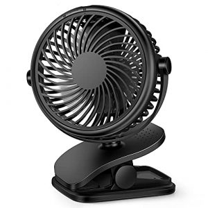 Stroller Fan Clip On Fan, Rechargeable Battery Operated USB Desk Fan, 4 Inch Table Fan,Cooling Fan with 3 Speed, 360° Rotate Desktop Fan,Strong Wind Portable Fan for Home Office Treadmill Baby Stroller