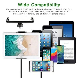 Ipad Stand Floor,Mindsky Tablet Floor Stand Gooseneck Long Arm Cell Phone Holder Mount for 7-13inch Tablet iPad, Including ipad Pro/Mini/Air, Samsung Galaxy Tab,Kindle e-Book Reader Black