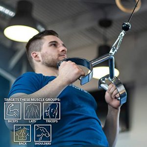 Synergee Pull Down Bar Universal Cable Machine Attachment. Narrow Grip V Shape LAT Pulldown Bar with Pro-Style Handles for Upper Body Workouts.