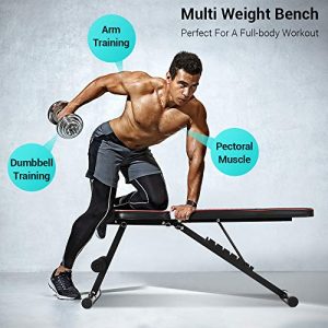 ONETWOFIT Adjustable Weight Bench, Foldable Workout Bench with Incline Decline Flat , Weight Lifting Sit Up Ab Bench for Full Body Exercise OT226