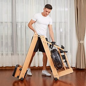 Wooden Water Rower Rowing Machine Foldable Rower Machine for Home Use Water Resistance Wood Rower Exercise Machine