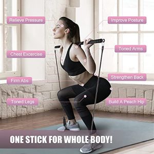 Pilates Bar Kit with Resistance Bands, WeluvFit Adjustable Bands Exercise Fitness Equipment for Women & Men, Home Gym Workout 3-Section Stick Squat Yoga Pilates Flexbands Kit for Full Body Shaping