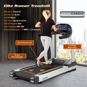 3G Cardio Elite Runner Treadmill - Runner’s Marathon Treadmill - Commercial Grade - 400 LB User Capacity - 4.0 HP - Large Ortho Flex Shock Suspension System Deck