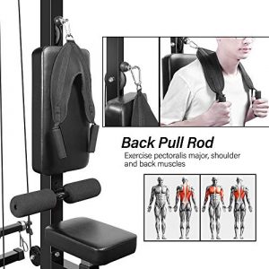 Merax LAT Pulldown and Low Row Cable Machine for Home Gym Fitness Training (Black)