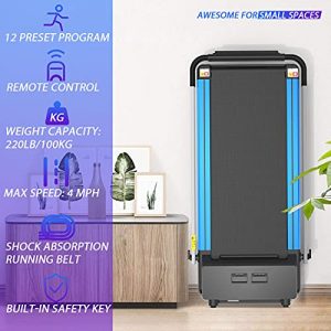 Walking Treadmill, Under Desk Electric Treadmill, 12 Preset Programs Perfect for Home/Office Use (Blue)