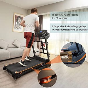 Ksports Treadmill Bundle Comprising of Electric Folding Treadmill with Auto/Manual Incline Sit Ups Rack & Ab Mat, Dumb Bells for Home Office Gym Small Spaces, Running Machine with Smart APP