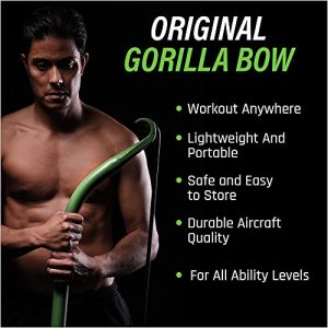 Original Gorilla Bow Portable Home Gym Resistance Bands and Bar System for Travel, Fitness, Weightlifting and Exercise Kit, Full Body Workout Equipment Set (Original Bow, Green, Base Bundle)