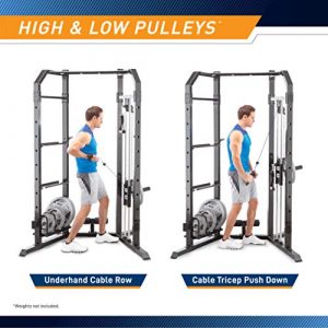 Marcy Olympic Multi-Purpose Strength Training Cage with Pull Up Bars/Adjustable Bar Catchers and Pulley SM-3551