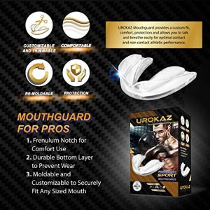 UROKAZ Football Mouth Guard Sports 5 Pieces Mouthguard and Mouthpiece for Boxing, MMA, Basketball, Lacrosse, Muay Thai, Hockey Mouthguards One Size Fit All for Contact and Non Contact Sport