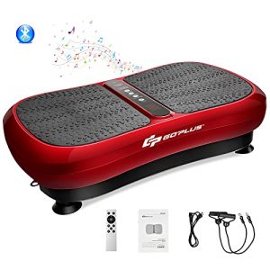 Goplus 3D Vibration Plate Exercise Machine, Vibration Fitness Platform with Loop Bands, 180 Speed Adjustment, 0-10Mins Timer, for Weight Loss, Toning & Wellness (Red)