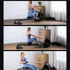OVICX Magnetic Rowing Machine for Home Use Foldable Indoor Rower Exercise Equipment for Whole Body Workout with Double Track Black