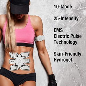 OSITO EMS Muscle Toner ABS Stimulator Rechargeable Abs Trainer Abdominal Muscle Toner Electronic Toning Belts with 10 Replacement Gel Pads for Home Office Travel Exercises Device