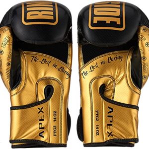 Ringside Apex Flash Boxing Training Sparring Gloves, BK/GD, 16 oz