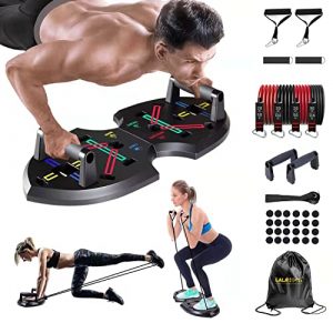 Upgraded Push Up board: Multi-function 20 in 1 Push up bar with Resistance Bands, Portable Home Gym, Strength training equipment, Push up handles for Perfect Pushups, Home Fitness for Men and Women.