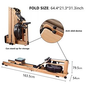 Wooden Water Rower Rowing Machine Foldable Rower Machine for Home Use Water Resistance Wood Rower Exercise Machine